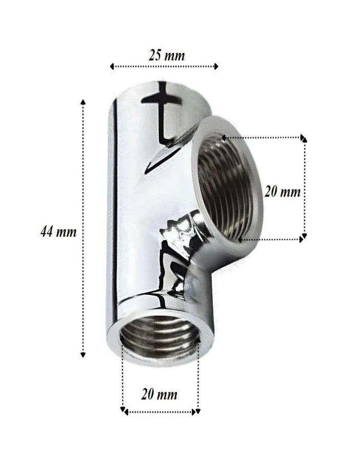 KINIK Chrome Plated Brass Tee Fitting - 1/2" x 1/2" Inch Female Thread Coupling Adapter - Heavy Duty Connector for Plumbing, Water Lines & Geysers - Image 3